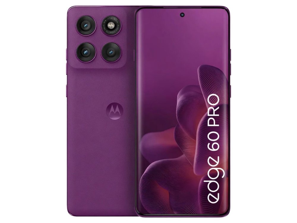 Motorola Edge 60 Pro 256GB violeta, vista traseira e frontal